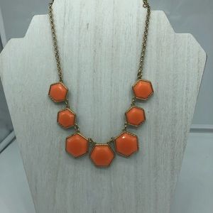 Gold tone , Orange bib  choker necklace